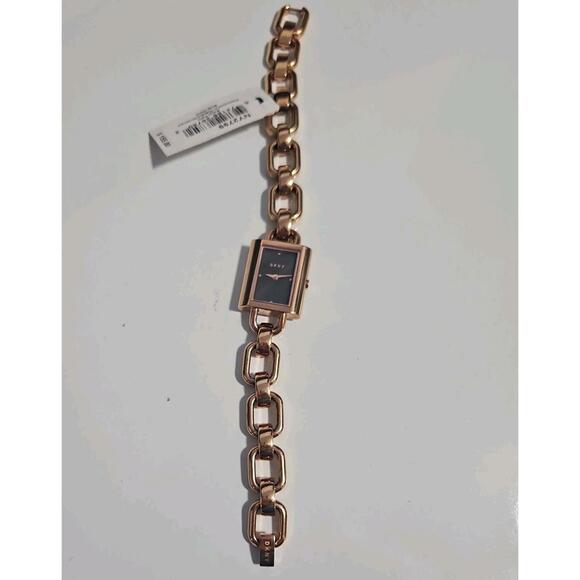 DKNY Watch Womens Rectangular Stainless Steel Gold Tone New w tags  retails $155 main image 5